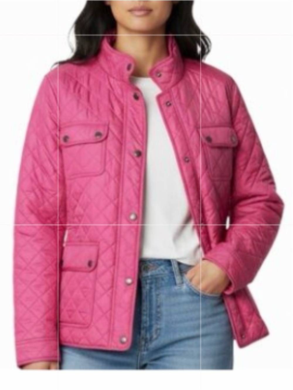 Talbots women size XL Hot Pink Quilted Utility Jacket full zip light weight
